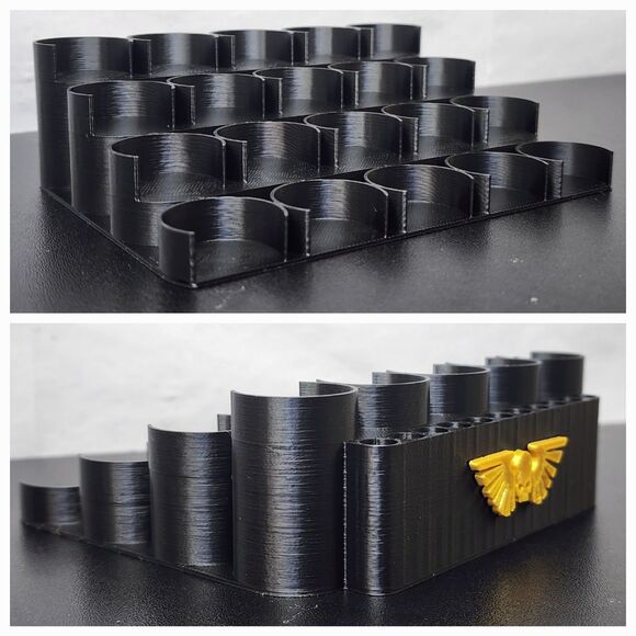 Warhammer Paint Rack 5x4 – 3D Printed Citadel Pot Holder with Imperial Aquila - Picture 2 of 14